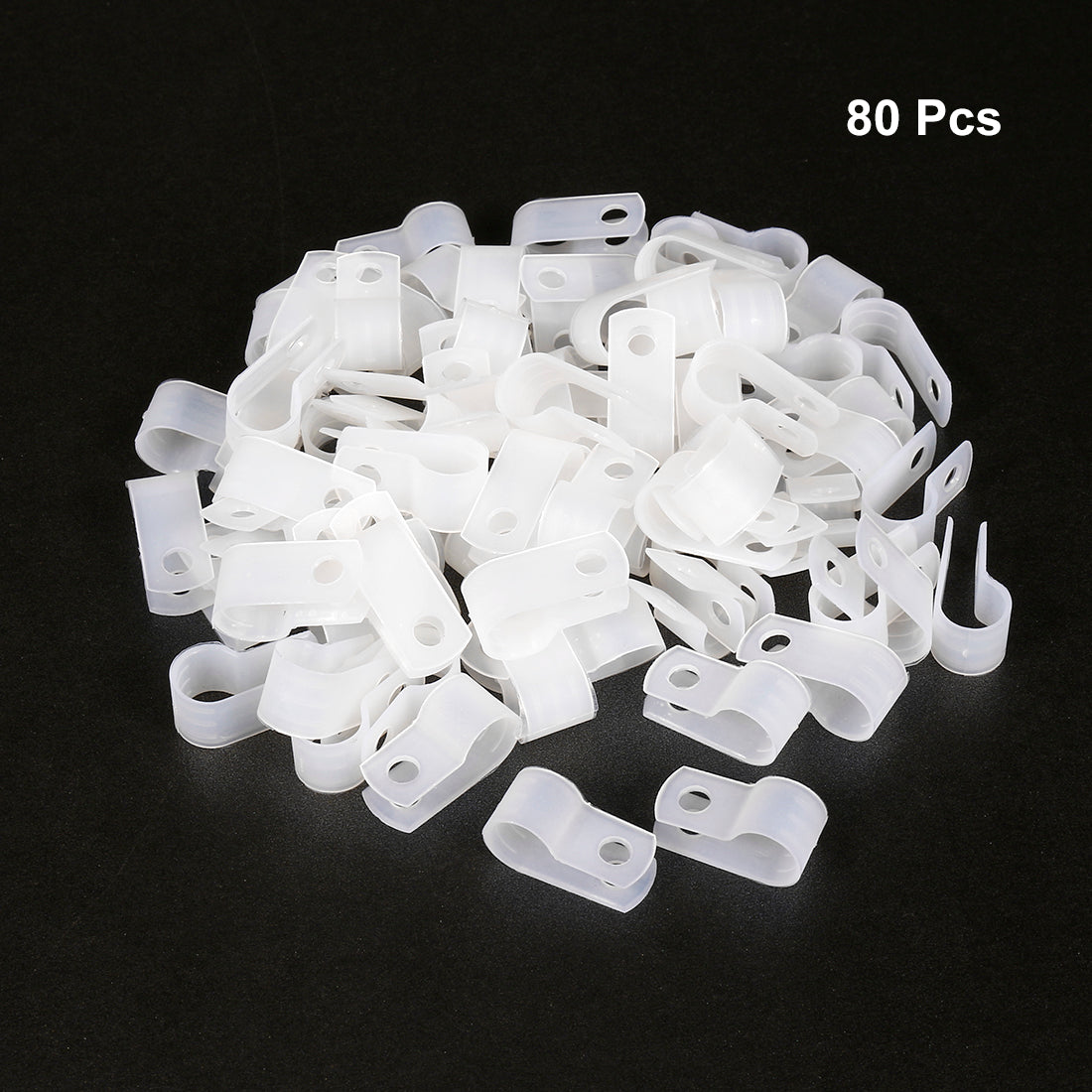 uxcell Uxcell 80Pcs Nylon R-type Cable Clamp Organizer Cord Clips for Wire Management 8.4mm White