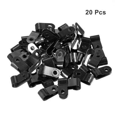 Harfington Uxcell 20pcs Nylon R-type Cable Clamp Organizer Cord Clips for Wire Management 10.4mm Black