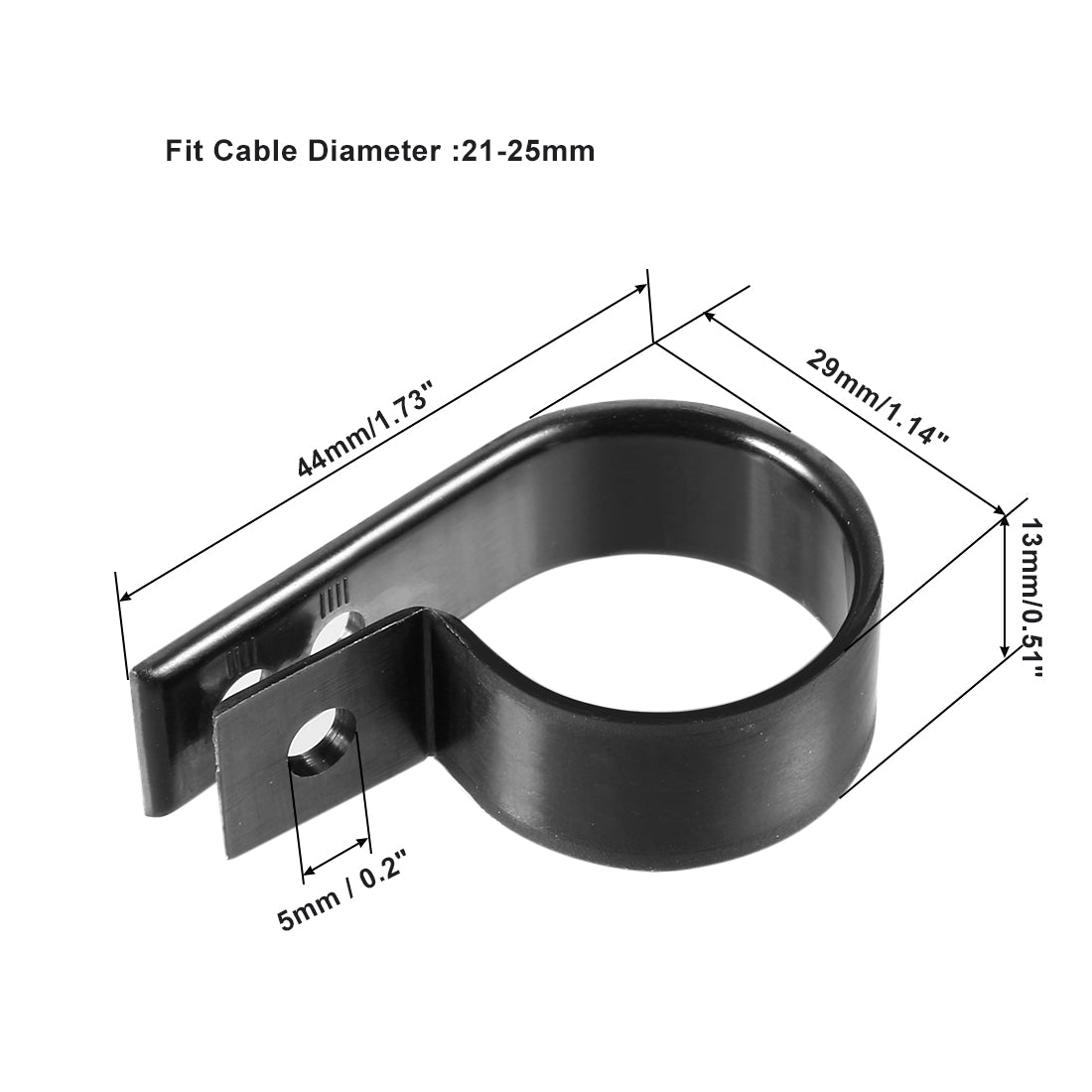 uxcell Uxcell 2Pcs Nylon R-type Clamp Organizer Cord Clips for Wire Management Fit Cable Dia 21-25mm Black