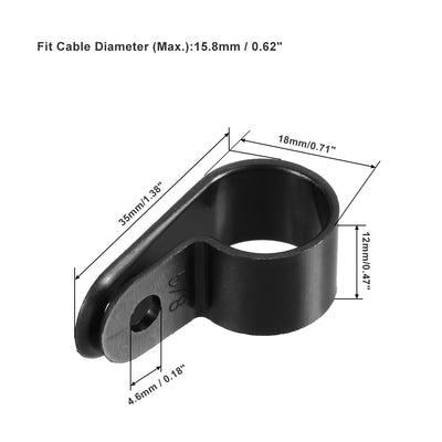 Harfington Uxcell 50pcs Nylon R-type Cable Clamp Organizer Cord Clips for Wire Management 15.8mm CC-4