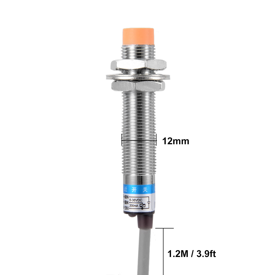 uxcell Uxcell 4mm Inductive Proximity Sensor Switch Detector PNP NO DC 6-36V 200mA 3-wire LJ12A3-4-Z/BY