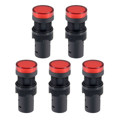 Harfington Uxcell 5stk. Kontrolllampe AC/DC 24V Anzeige, Faches Paneel 5/8" 16mm Licht Rot