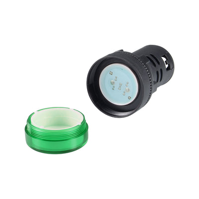 Harfington Uxcell Indicator Lights AC 380V, Green LED, Flush Panel Mount 7/8" 22mm, 4Pcs