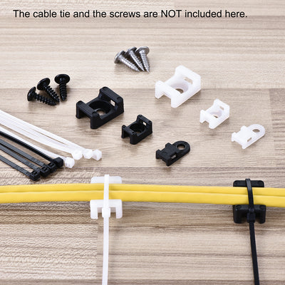 Harfington Uxcell Cable Tie Mount Base Saddle Type Wire Holder Nylon 5.2mm Hole Width Black 90Pcs