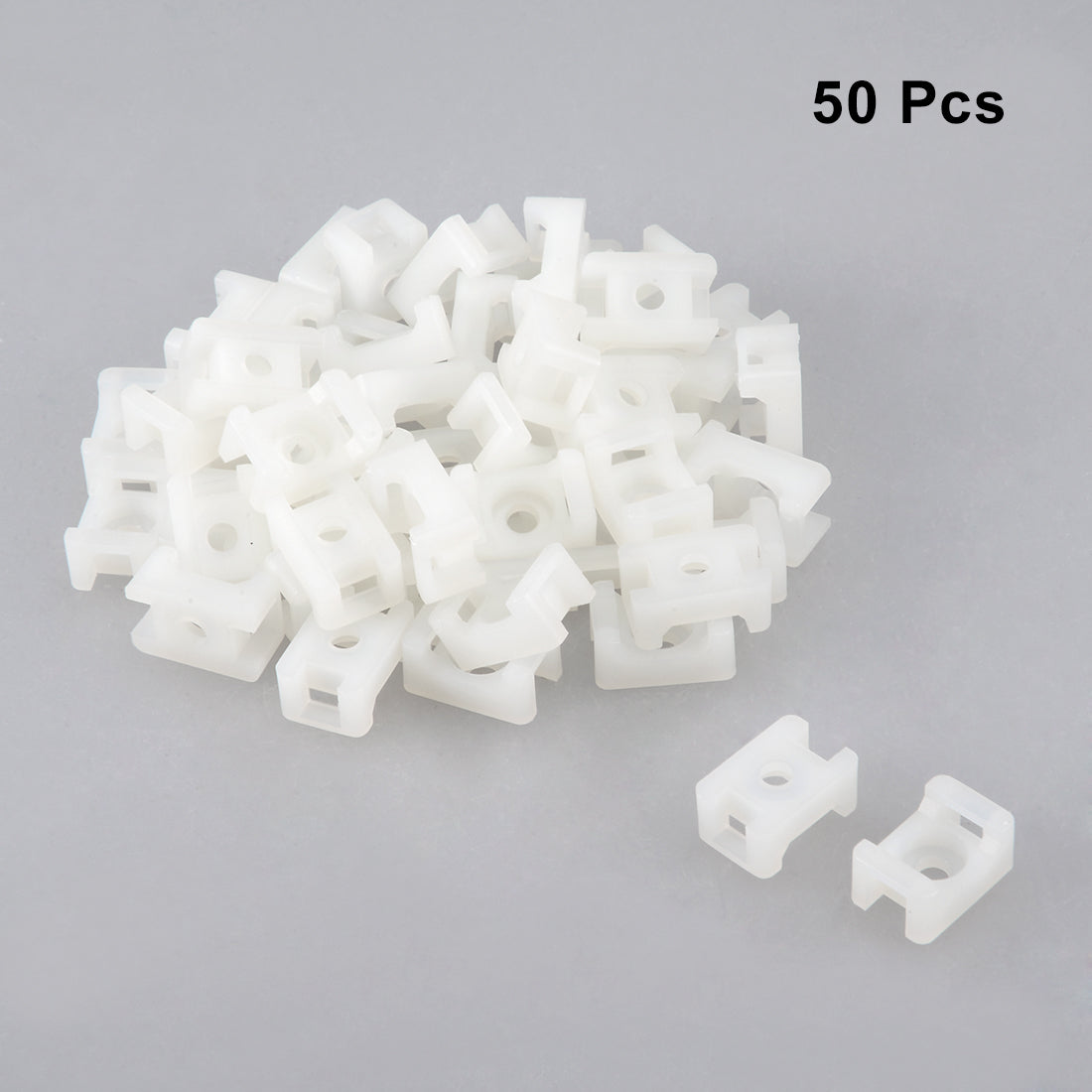 uxcell Uxcell Cable Tie Mount Base Saddle Type Wire Holder Nylon 5.2mm Hole Width White 50Pcs