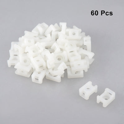 Harfington Uxcell Cable Tie Mount Base Saddle Type Wire Holder Nylon 5.2mm Hole Width White 60Pcs