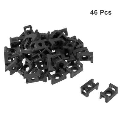 Harfington Uxcell Cable Tie Mount Base Saddle Type Wire Holder Nylon 3.8mm Hole Width Black 46Pcs