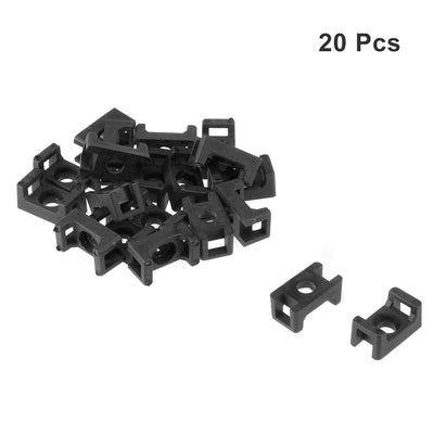 Harfington Uxcell Cable Tie Mount Base Saddle Type Wire Holder Nylon 3.8mm Hole Width Black 20Pcs