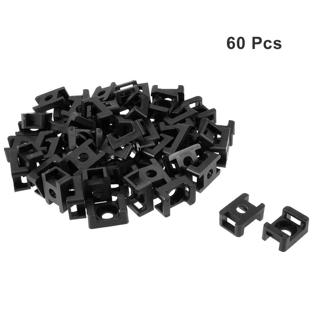 uxcell Uxcell Cable Tie Mount Base Saddle Type Wire Holder Nylon 9.2mm Hole Width Black 60Pcs