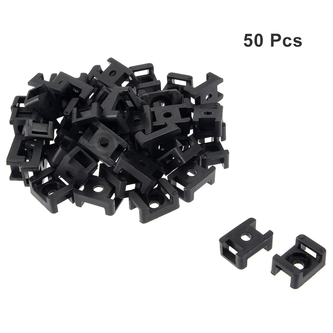 uxcell Uxcell Cable Tie Mount Base Saddle Type Wire Holder Nylon 9.2mm Hole Width Black 50Pcs