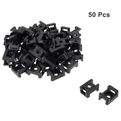 Harfington Uxcell Cable Tie Mount Base Saddle Type Wire Holder Nylon 9.2mm Hole Width Black 50Pcs