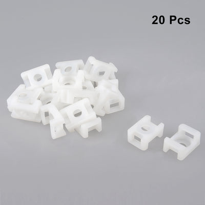 Harfington Uxcell Cable Tie Mount Base Saddle Type Wire Holder Nylon 9.2mm Hole Width White 20Pcs