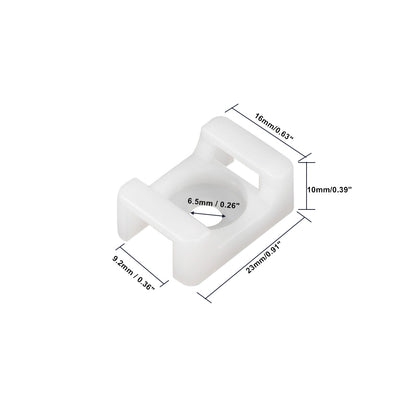 Harfington Uxcell Cable Tie Mount Base Saddle Type Wire Holder Nylon 9.2mm Hole Width White 20Pcs