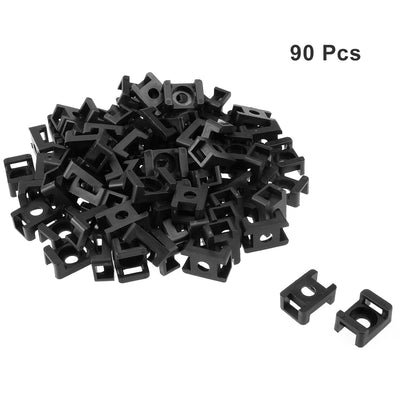 Harfington Uxcell Cable Tie Base Saddle Type Wire Holder Nylon 9mm Hole Width Black 5mm Hole 90Pcs