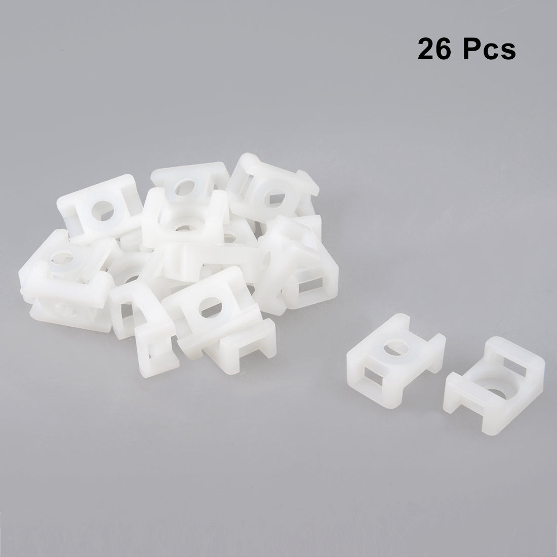 uxcell Uxcell Cable Tie Mount Base Saddle Type Wire Holder Nylon 9mm Hole Width White 26Pcs