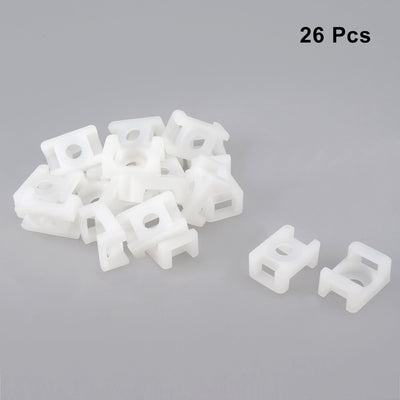 Harfington Uxcell Cable Tie Mount Base Saddle Type Wire Holder Nylon 9mm Hole Width White 26Pcs