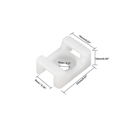 Harfington Uxcell Cable Tie Mount Base Saddle Type Wire Holder Nylon 9mm Hole Width White 26Pcs