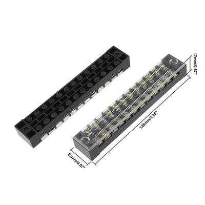 Harfington Uxcell 5 Pcs 12 Positions Dual Rows 600V 15A Cable Barrier Block Terminal Strip TB-1512L