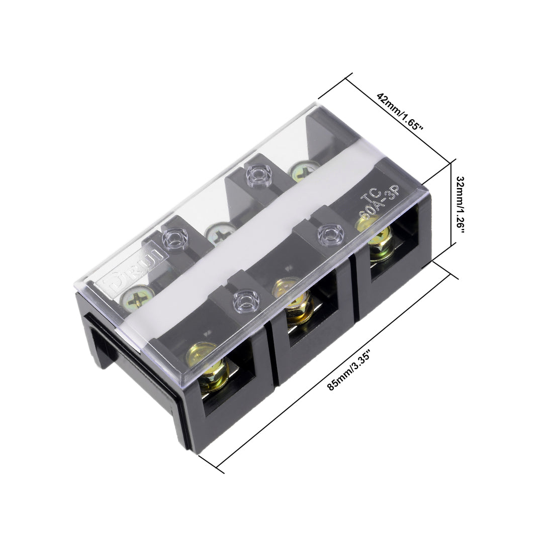 uxcell Uxcell Dual Rows 3 Positions 600V 60A Wire Barrier Block Terminal Strip