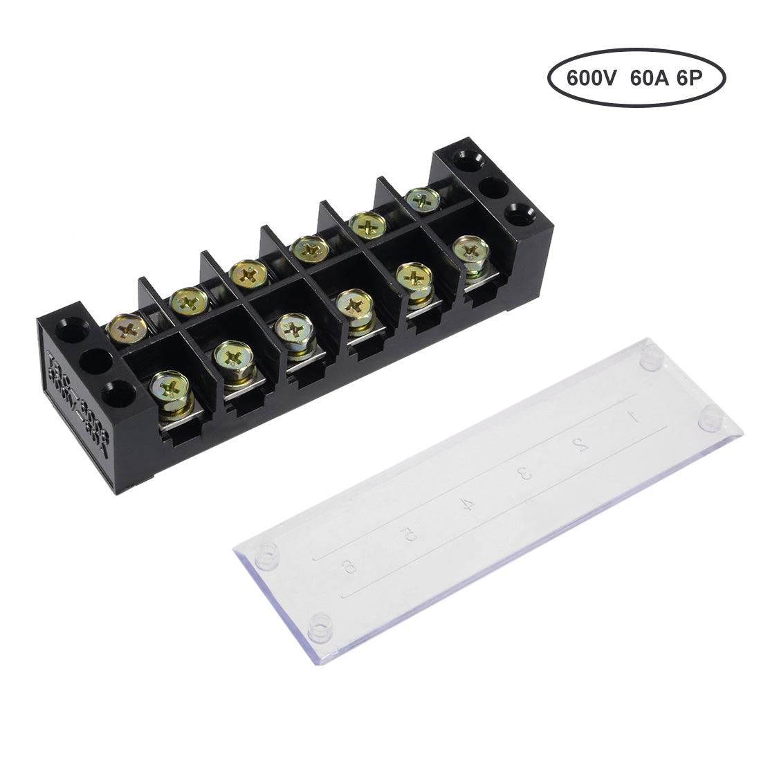 uxcell Uxcell 6 Positions Dual Rows 600V 60A Wire Barrier Block Terminal Strip TBC-6006