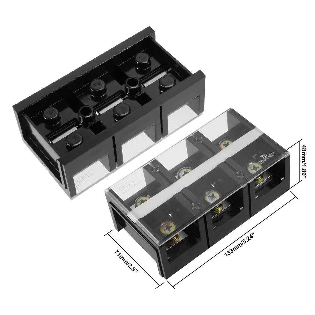 uxcell Uxcell Dual Rows 3 Positions 600V 200A Cable Barrier Block Terminal Strip