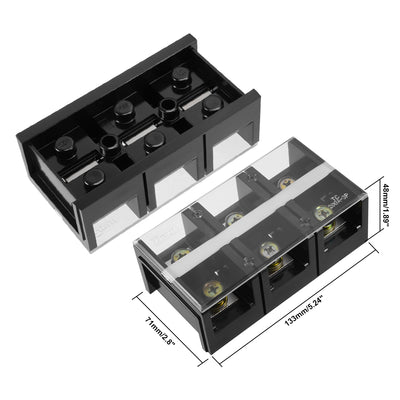 Harfington Uxcell Dual Rows 3 Positions 600V 200A Cable Barrier Block Terminal Strip