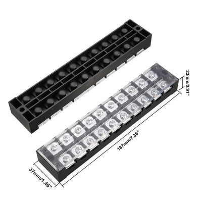 Harfington Uxcell Dual Rows 10 Positions 600V 45A Cable Barrier Block Terminal Strip TB-4510L