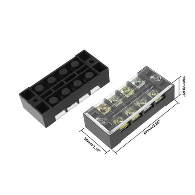 Harfington Uxcell 2 Pcs 4 Positions Dual Rows 600V 35A Wire Barrier Block Terminal Strip TB-3504L