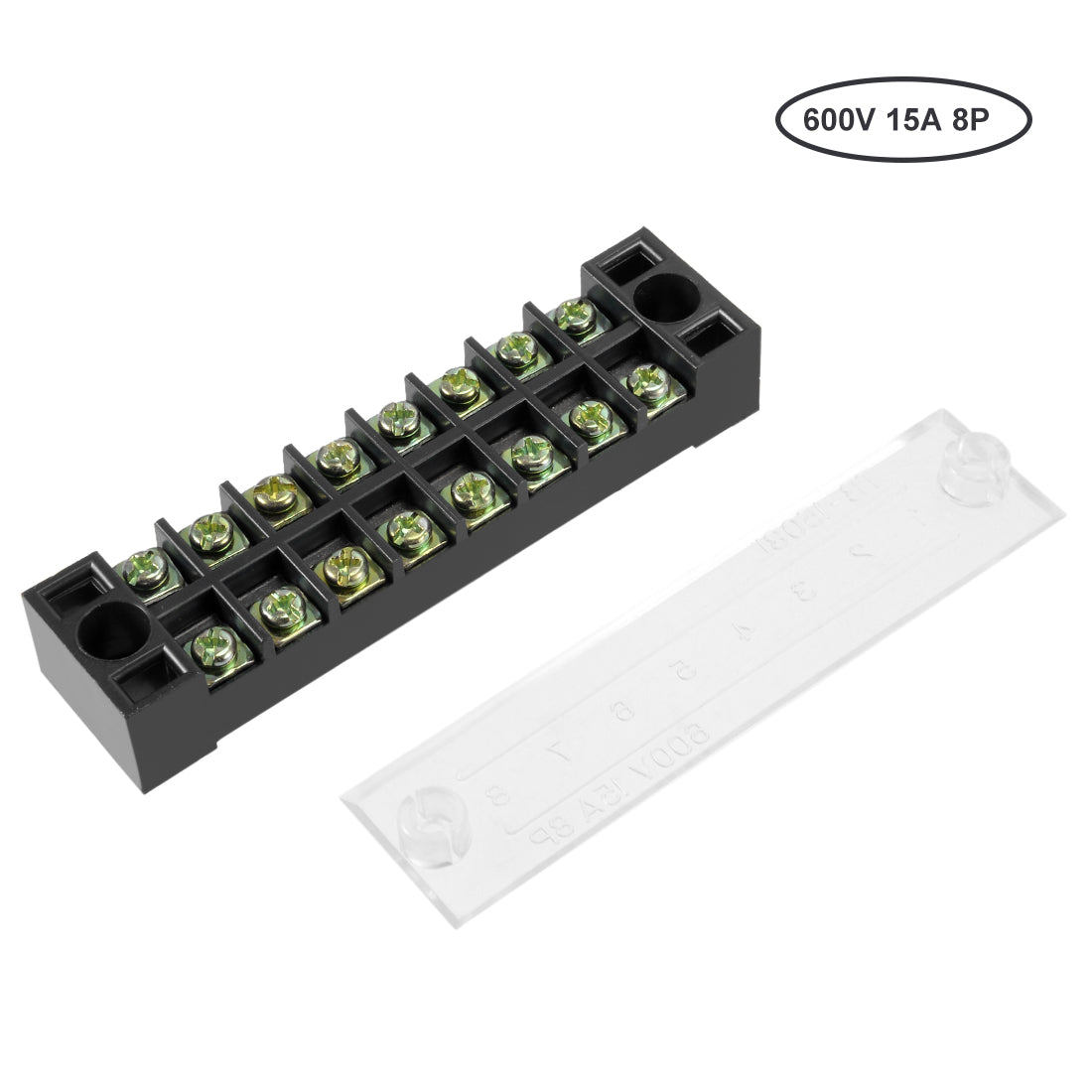 uxcell Uxcell Dual Rows 8 Positions 600V 15A Cable Barrier Block Terminal Strip TB-1508L