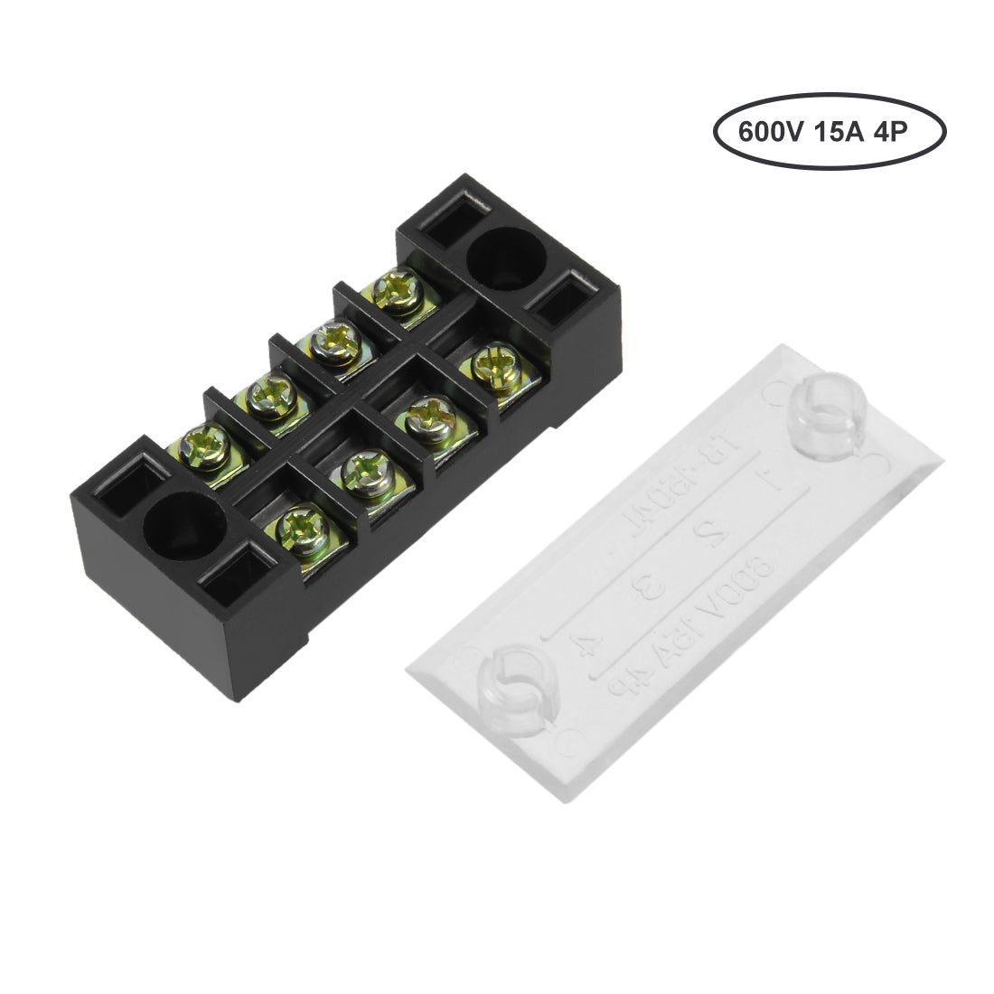 uxcell Uxcell 5 Pcs 4 Positions Dual Rows 600V 15A Cable Barrier Block Terminal Strip TB-1504L