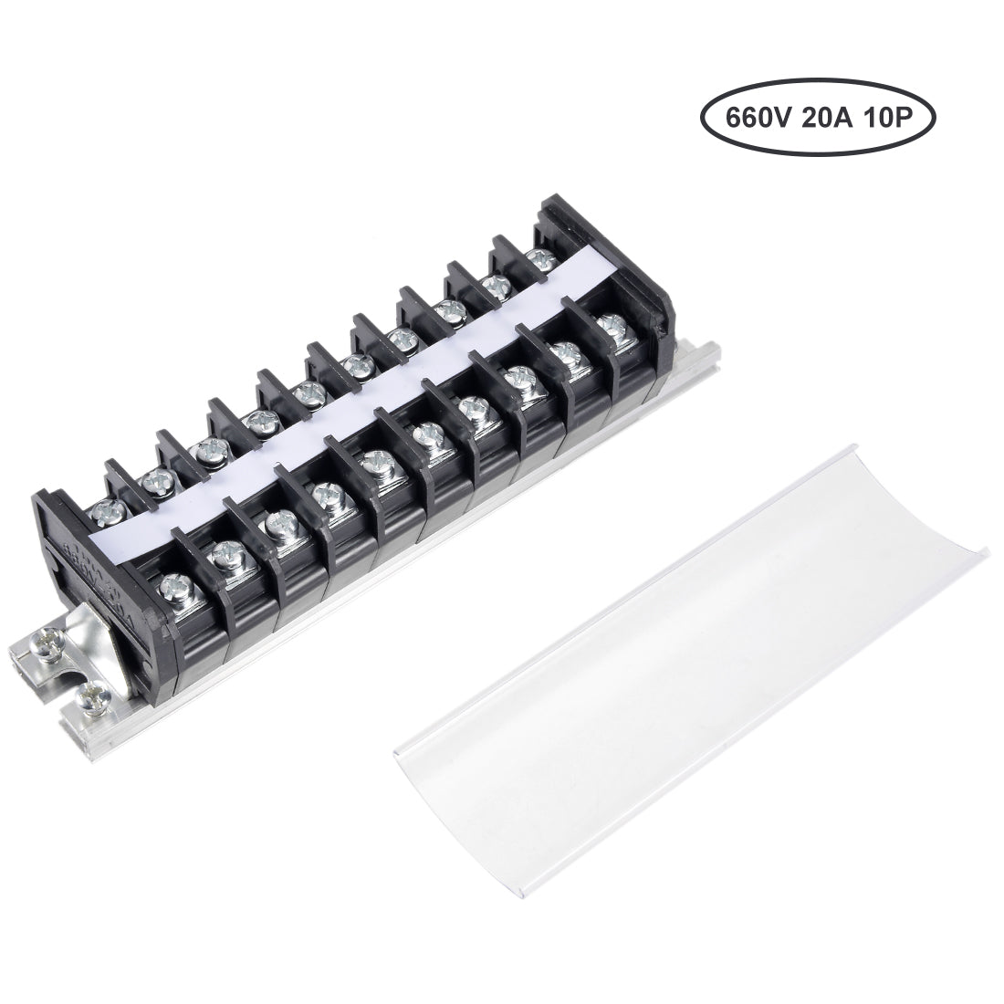 uxcell Uxcell Barrier Terminal Strip Block 660V 20A Dual Rows 10P DIN Rail Base Screw Connector