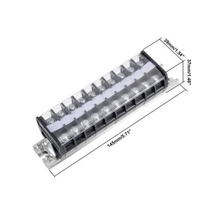 Harfington Uxcell Barrier Terminal Strip Block 660V 20A Dual Rows 10P DIN Rail Base Screw Connector