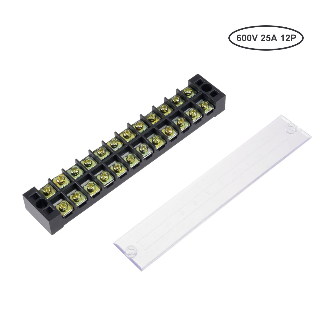 uxcell Uxcell 4 Pcs 12 Positions Dual Rows 600V 25A Cable Barrier Block Terminal Strip TB-2512L