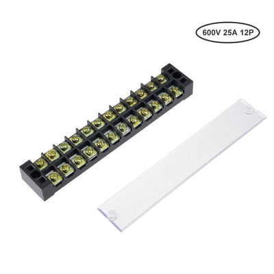 Harfington Uxcell 4 Pcs 12 Positions Dual Rows 600V 25A Cable Barrier Block Terminal Strip TB-2512L