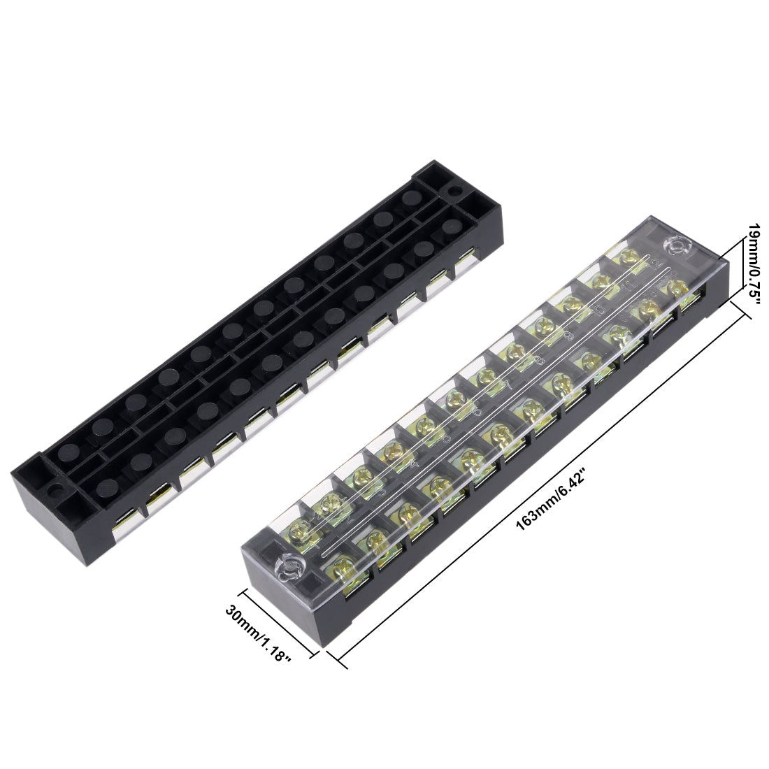 uxcell Uxcell 4 Pcs 12 Positions Dual Rows 600V 25A Cable Barrier Block Terminal Strip TB-2512L