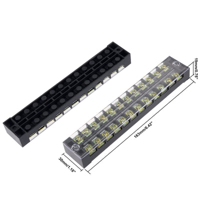 Harfington Uxcell 4 Pcs 12 Positions Dual Rows 600V 25A Cable Barrier Block Terminal Strip TB-2512L