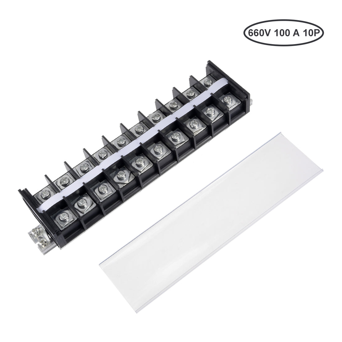 uxcell Uxcell Barrier Terminal Strip Block 660V 100A Dual Rows 10P DIN Rail Base Screw Connector