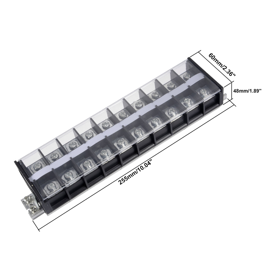 uxcell Uxcell Barrier Terminal Strip Block 660V 100A Dual Rows 10P DIN Rail Base Screw Connector