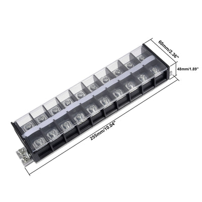 Harfington Uxcell Barrier Terminal Strip Block 660V 100A Dual Rows 10P DIN Rail Base Screw Connector