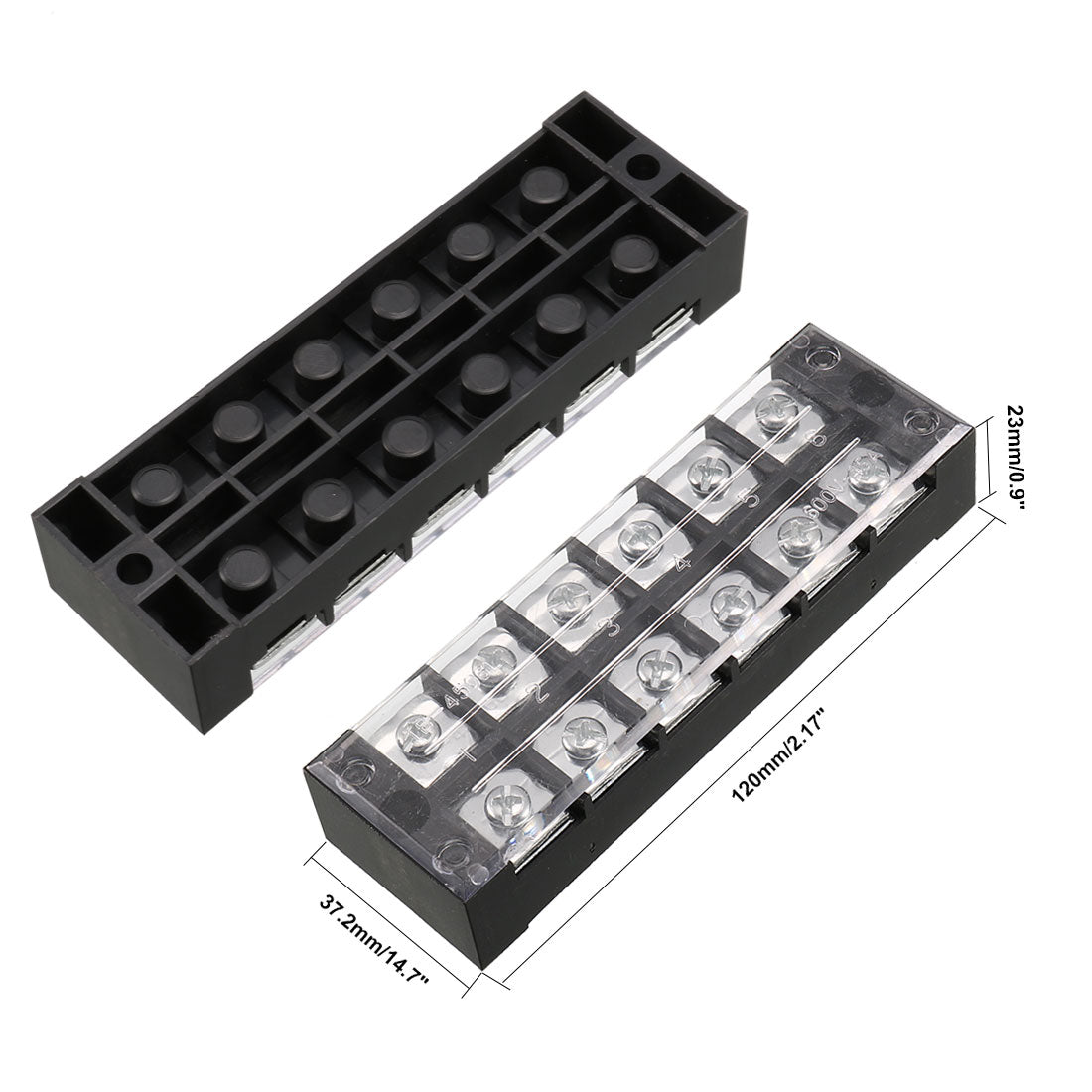 uxcell Uxcell 2 Pcs 6 Positions Dual Rows 600V 45A Cable Barrier Block Terminal Strip TB-4506L