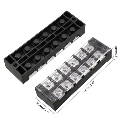 Harfington Uxcell 2 Pcs 6 Positions Dual Rows 600V 45A Cable Barrier Block Terminal Strip TB-4506L