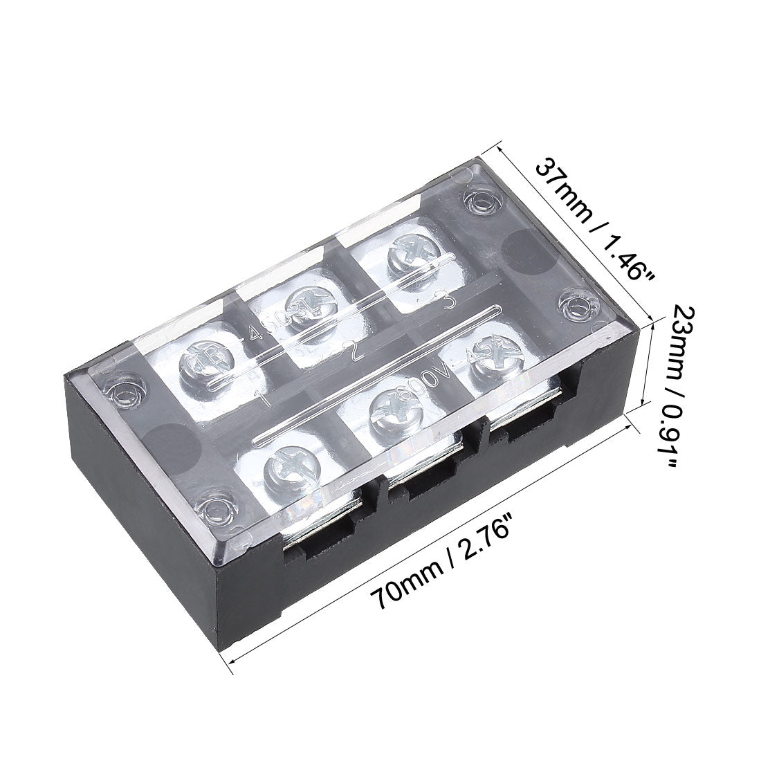 uxcell Uxcell 2 Pcs 3 Positions Dual Rows 600V 45A Cable Barrier Block Terminal Strip TB-4503L