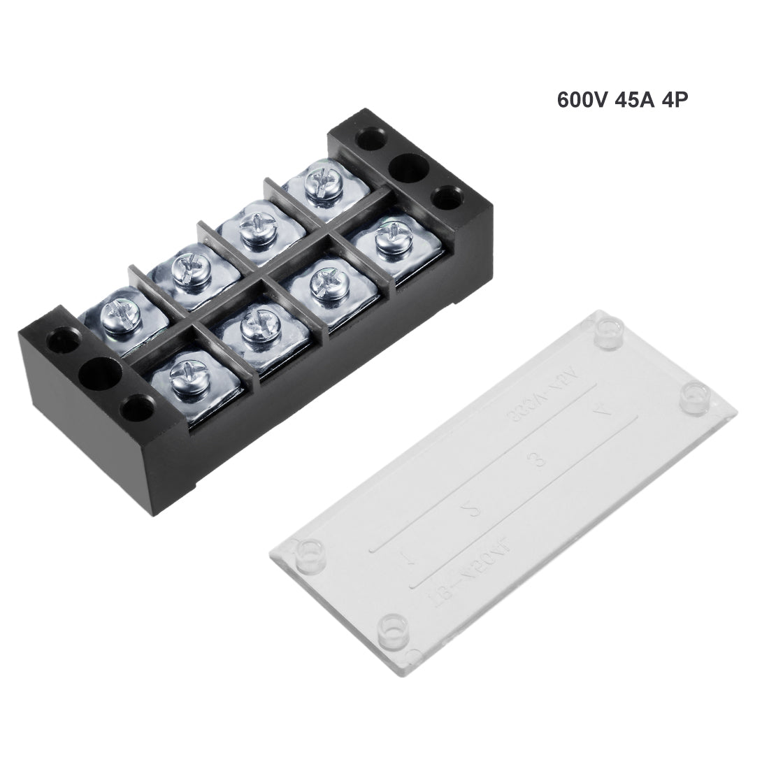 uxcell Uxcell 2 Pcs 4 Positions Dual Rows 600V 45A Wire Barrier Block Terminal Strip TB-4504L