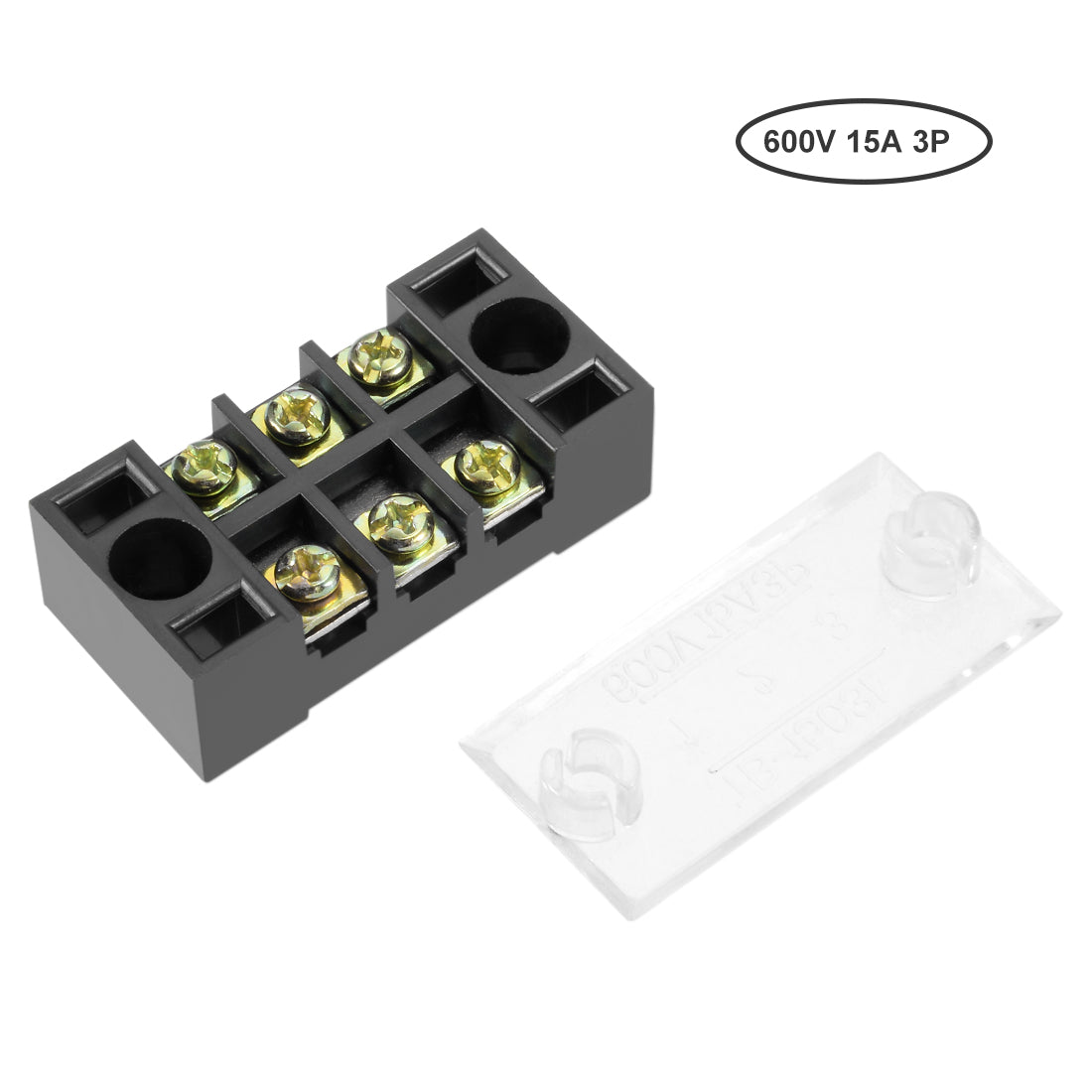 uxcell Uxcell 5 Pcs Dual Rows 3 Positions 600V 15A Cable Barrier Block Terminal Strip TB-1503L