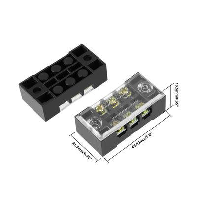 Harfington Uxcell 5 Pcs Dual Rows 3 Positions 600V 15A Cable Barrier Block Terminal Strip TB-1503L