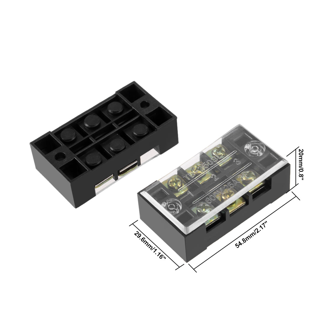 uxcell Uxcell 6 Pcs Dual Rows 3 Positions 600V 25A Cable Barrier Block Terminal Strip TB-2503L