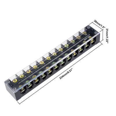 Harfington Uxcell Dual Rows 12 Positions 600V 60A Cable Barrier Block Terminal Strip TBC-6012