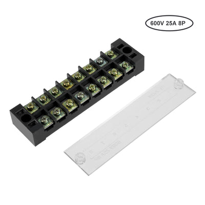 Harfington Uxcell Dual Rows 8 Positions 600V 25A Wire Barrier Block Terminal Strip TB-2508L