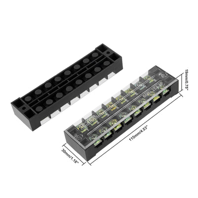 Harfington Uxcell Dual Rows 8 Positions 600V 25A Wire Barrier Block Terminal Strip TB-2508L