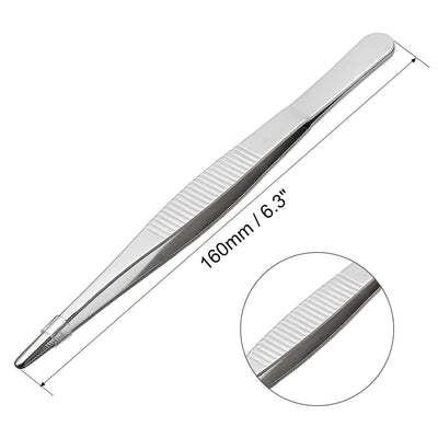 Harfington Uxcell 5 Pcs 6.3-Inch Stainless Steel Straight Blunt Tweezers Serrated Tip